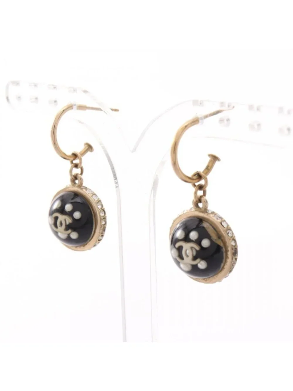 Chanel Necklace 10c CC Logo Earrings 2 Point Set